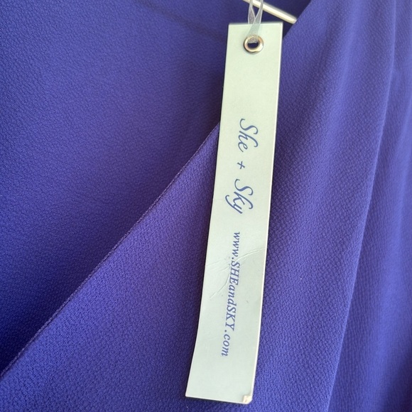 She + Sky Royal Blue Flutter Sleeve Midi Wrap Dress - Picture 8 of 15